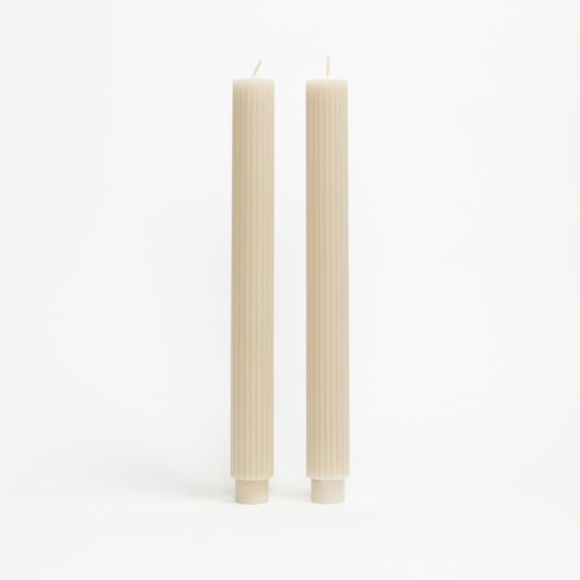 Fancy Taper 10" Candlesticks in Parchment