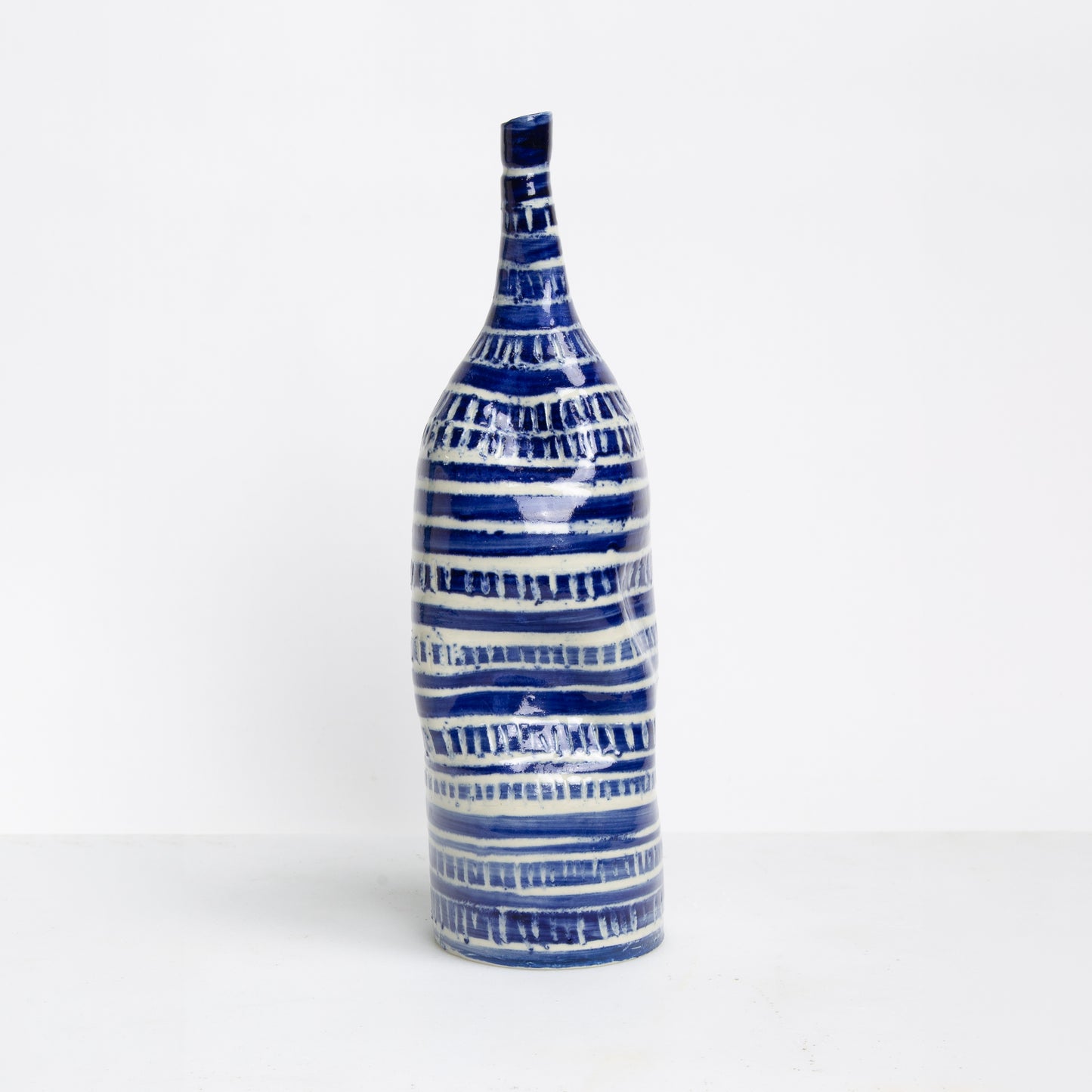 Squishy Blue & White Ceramic Vase
