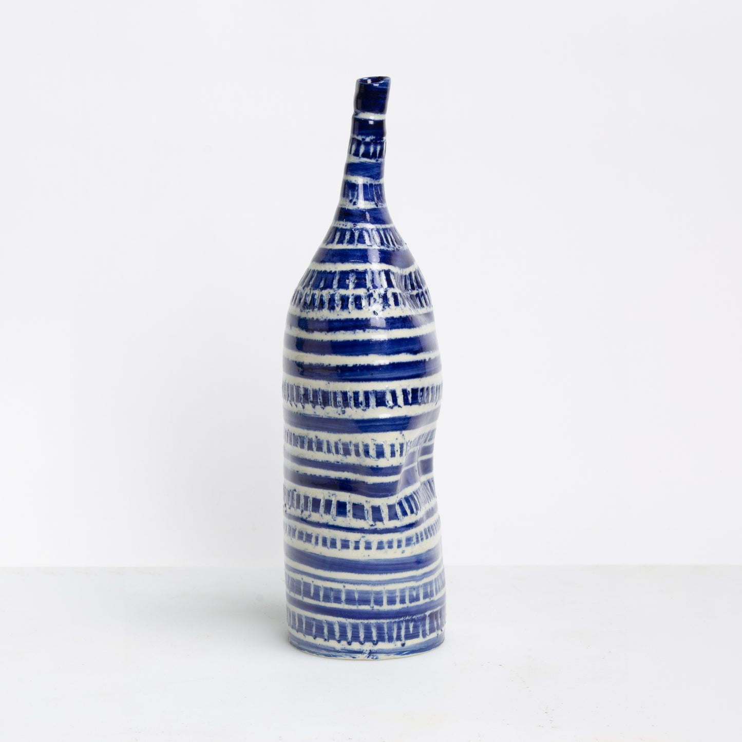 Squishy Blue & White Ceramic Vase