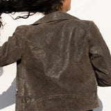 Leather Moto Jacket in Charcoal
