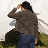 Leather Moto Jacket in Charcoal