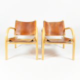 Finnish Mid Century Safari Leather Chairs - Pair