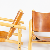 Finnish Mid Century Safari Leather Chairs - Pair