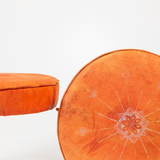 Orange Leather Footstool