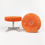 Orange Leather Footstool