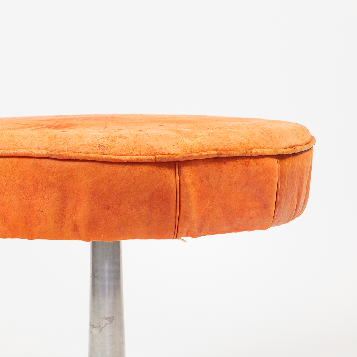 Orange Leather Footstool