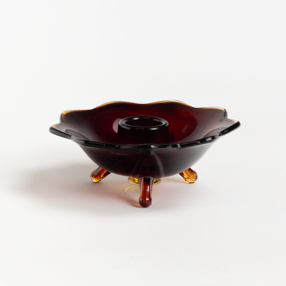 Red Glass Candlestick Holder