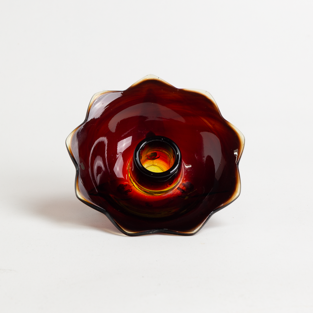 Red Glass Candlestick Holder