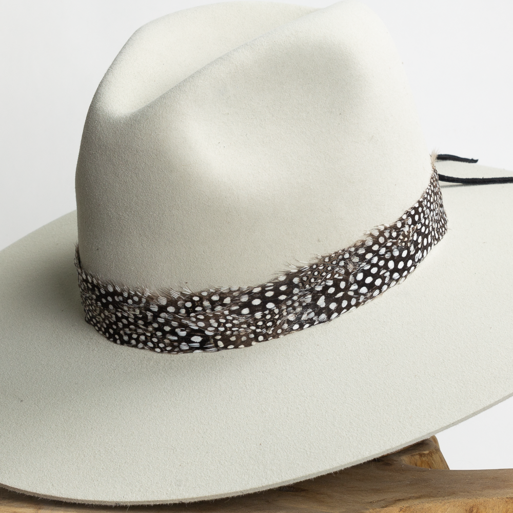 Feather Hat Band - Guinea Fowl