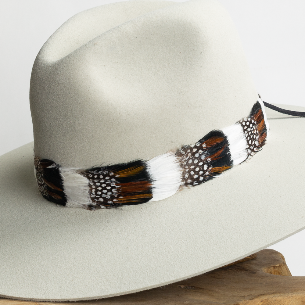 Feather Hat Band - White Dots