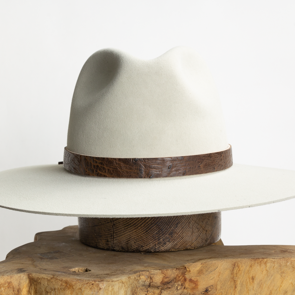 Ostrich Leather Tie Hat Band - Chocolate