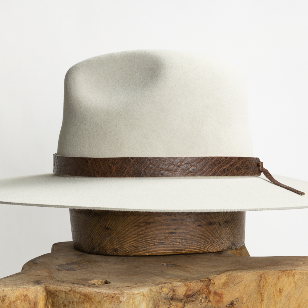 Ostrich Leather Tie Hat Band - Chocolate