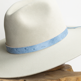 Ostrich Leather Tie Hat Band - Blue