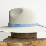 Ostrich Leather Tie Hat Band - Blue