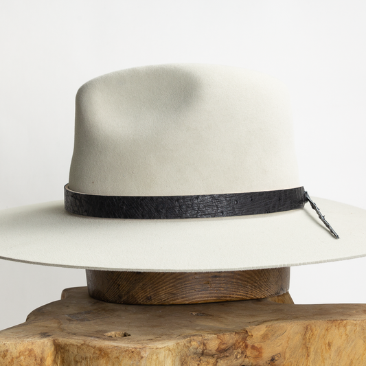 Ostrich Leather Tie Hat Band - Black