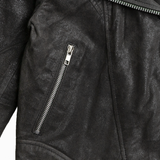 Leather Moto Jacket in Charcoal