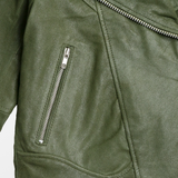 Leather Moto Jacket in Olive