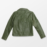 Leather Moto Jacket in Olive