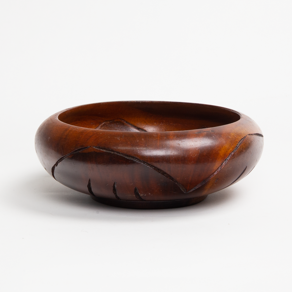 Flower Carved Wooden Bowl