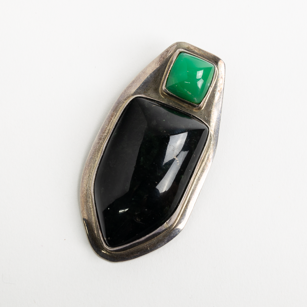 Hopi Green Jade + Black Onyx Pin