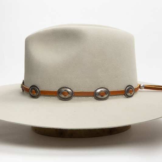 Concho Leather Hat Band - Brown
