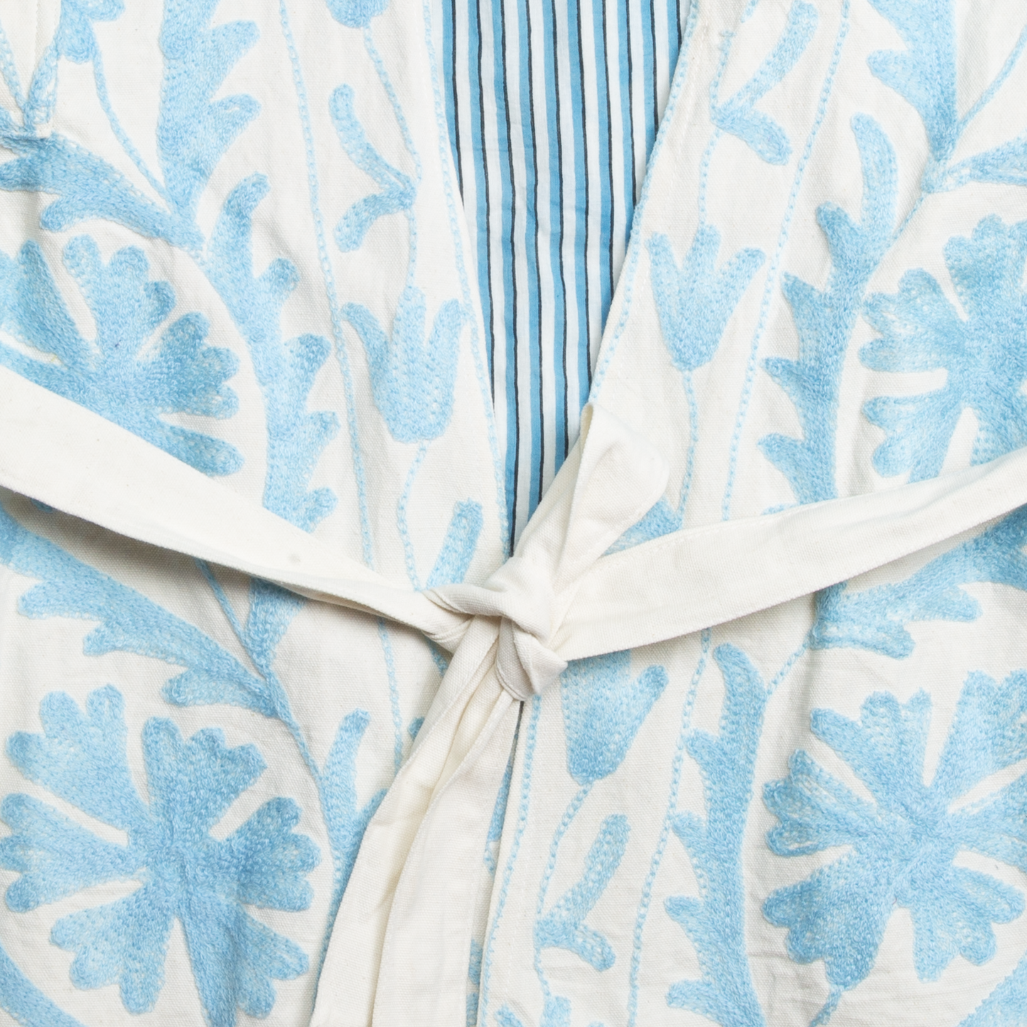 Floral Embroidered Vest - White & Blue