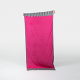 Terrycloth Lined Beach Towel - Grey/Pink