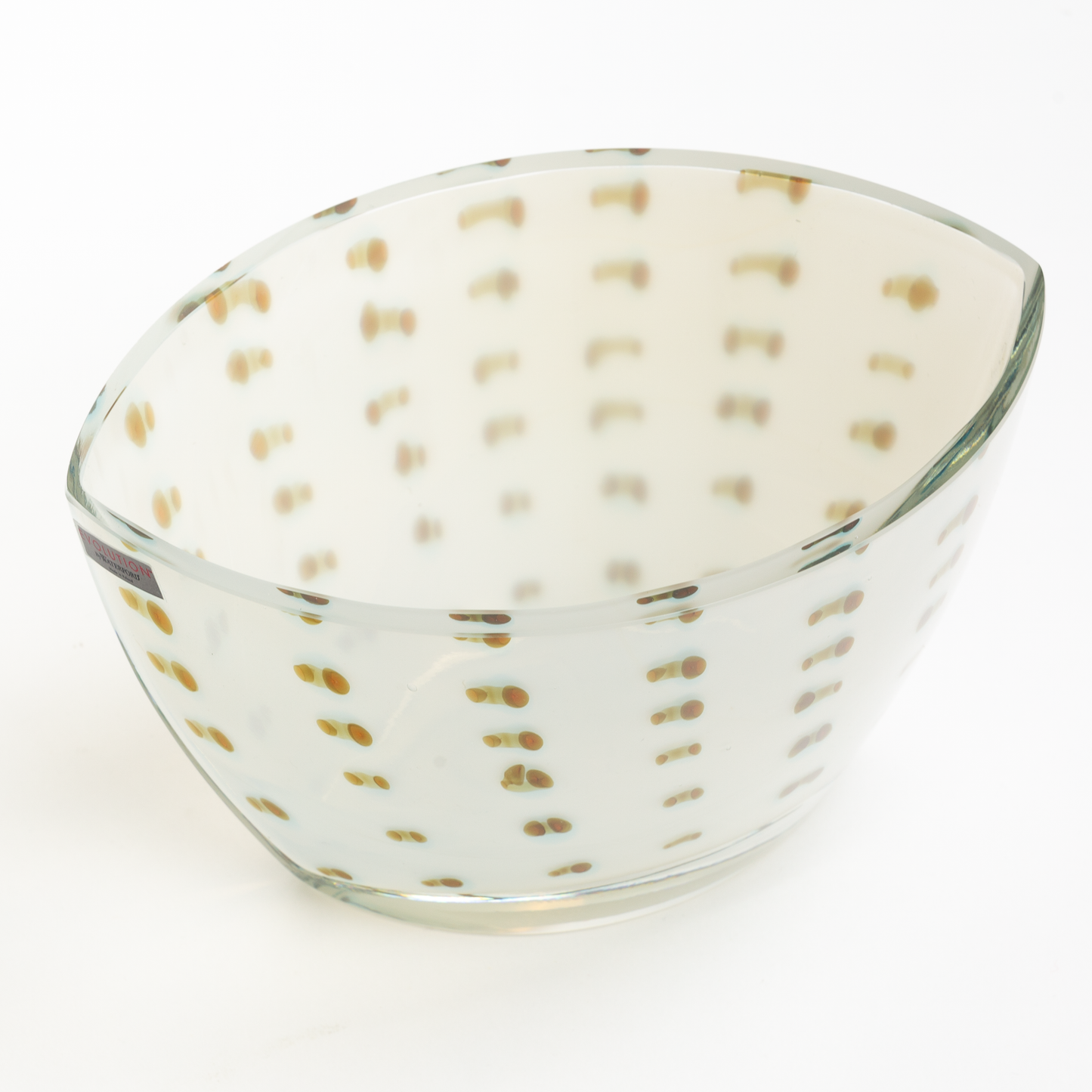 Glass Bowl - Cream with Brown Dots