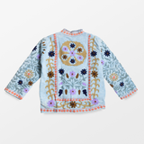 Floral Embroidered Jacket - Blue & Pink