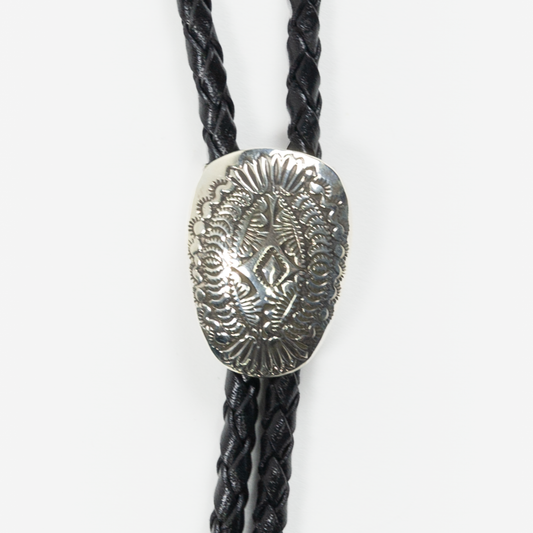 Silver Stamped Oval Bolo