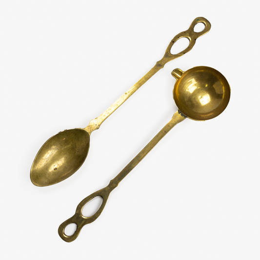 Brass Serving Utensils - Round Handles