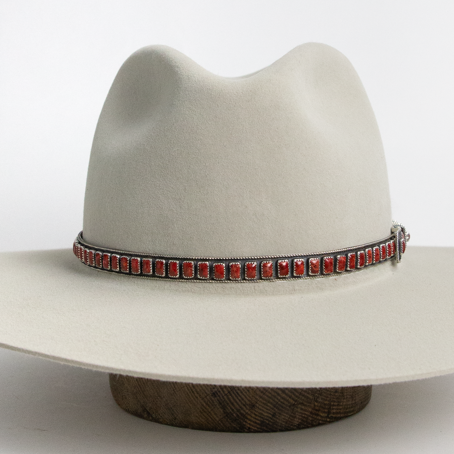 Red Spiny Oyster Sterling Silver Hat Band