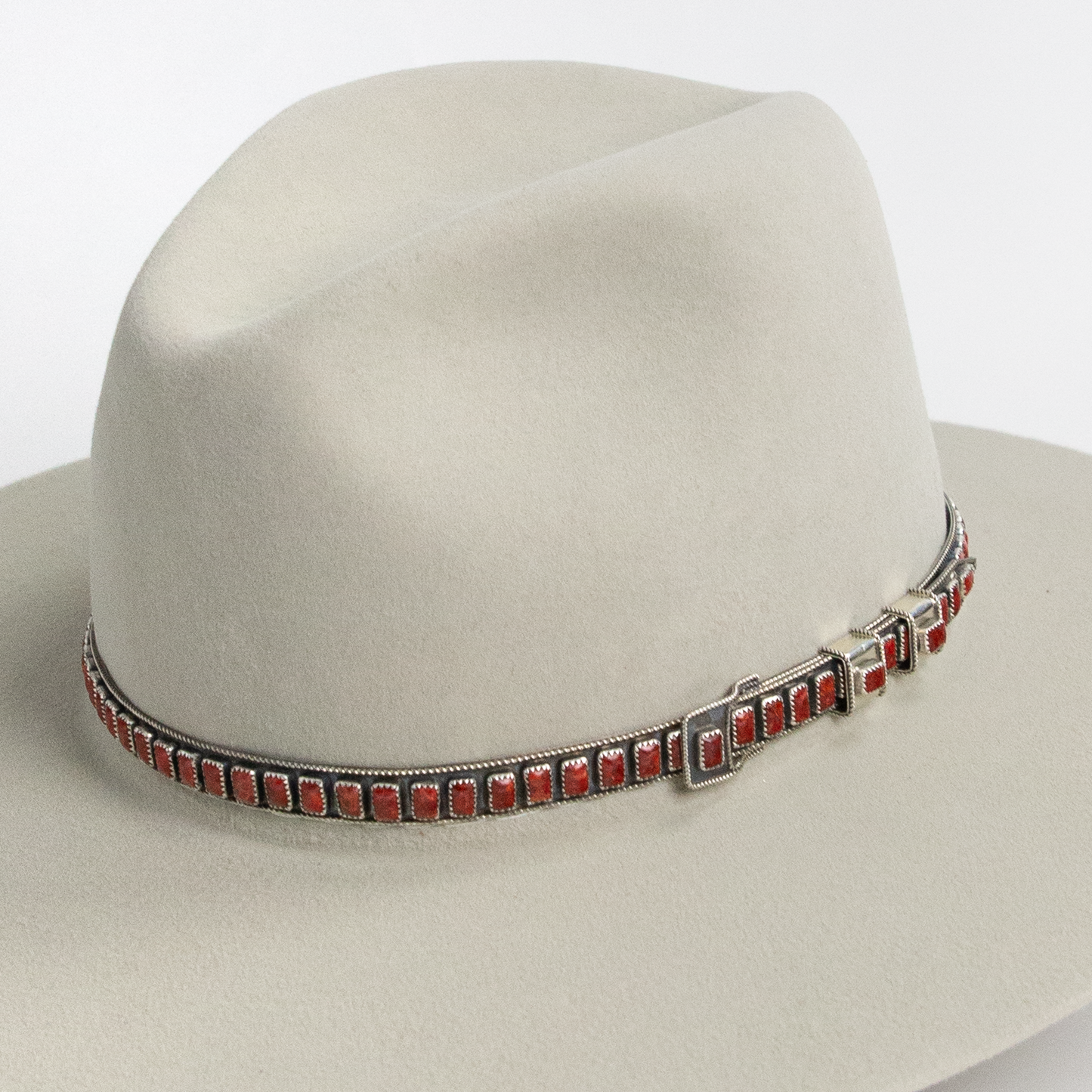 Red Spiny Oyster Sterling Silver Hat Band