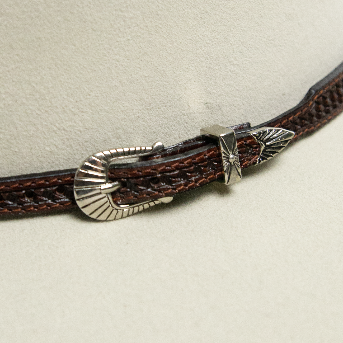 Leather Buckle Hat Band - Dark Brown