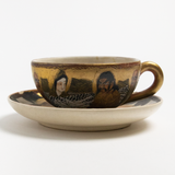Japanese Characters Hand Painted Tea Cup & Saucer