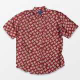 Vintage 90s Maroon Funky Diamond Print Silk Shirt