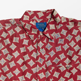 Vintage 90s Maroon Funky Diamond Print Silk Shirt