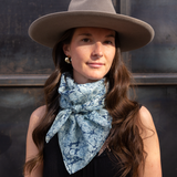 Mercedez Rex Silk Scarf - Indigo Stone