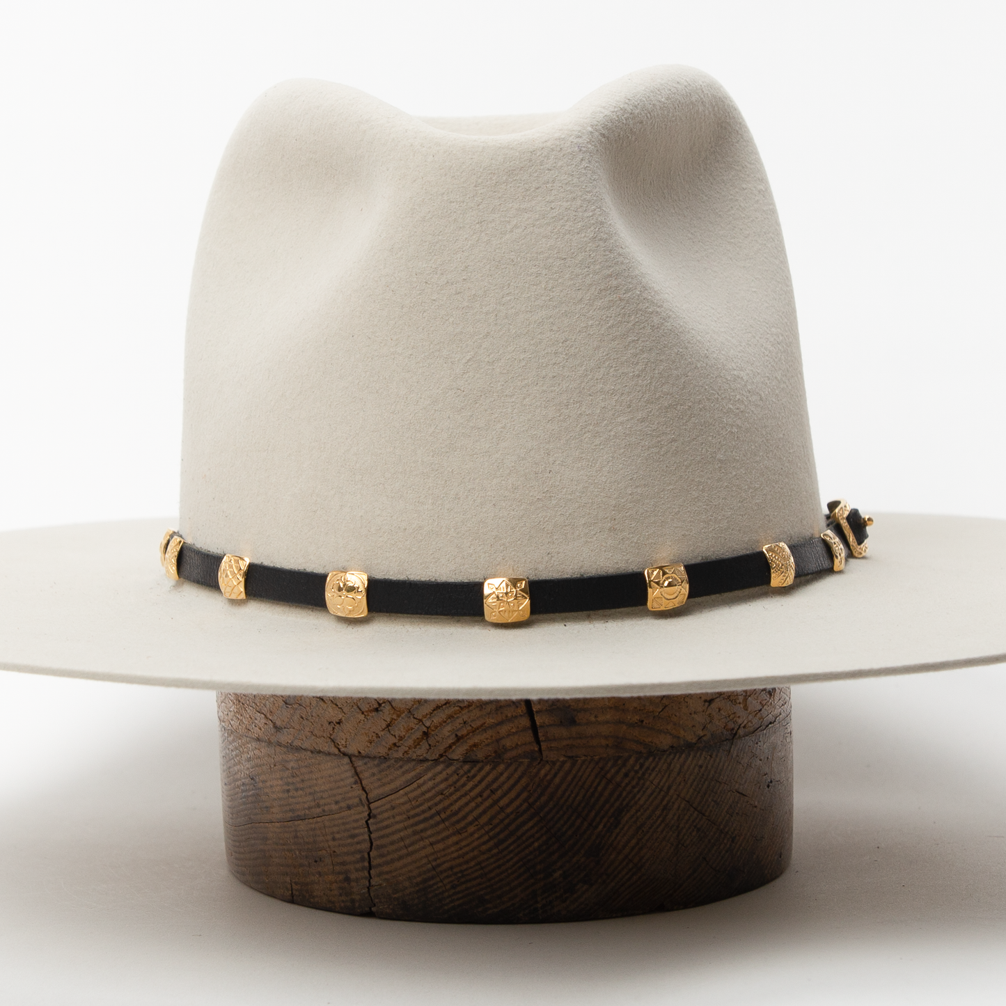Gold Ancestral Path Hat Band - Black Leather