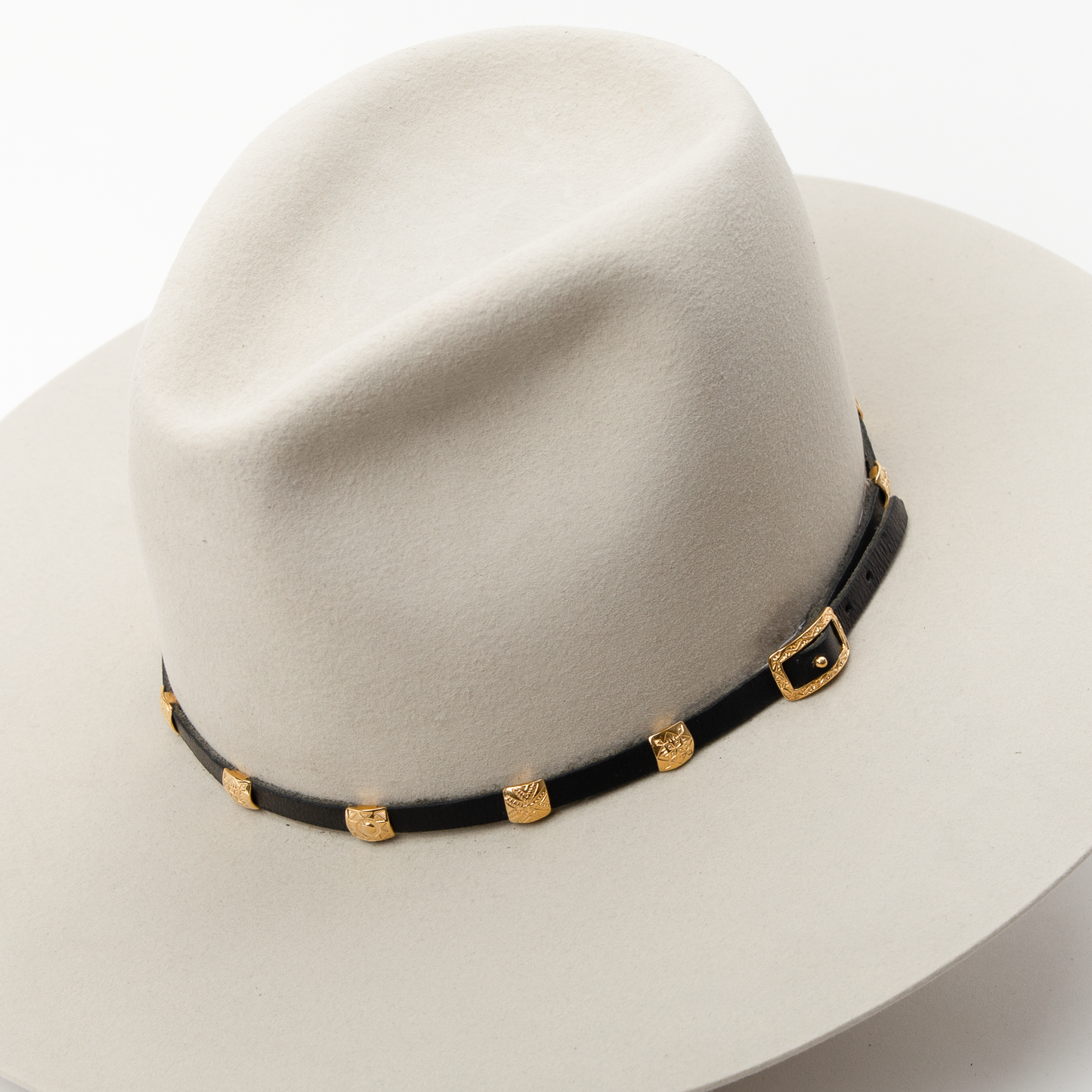 Gold Ancestral Path Hat Band - Black Leather