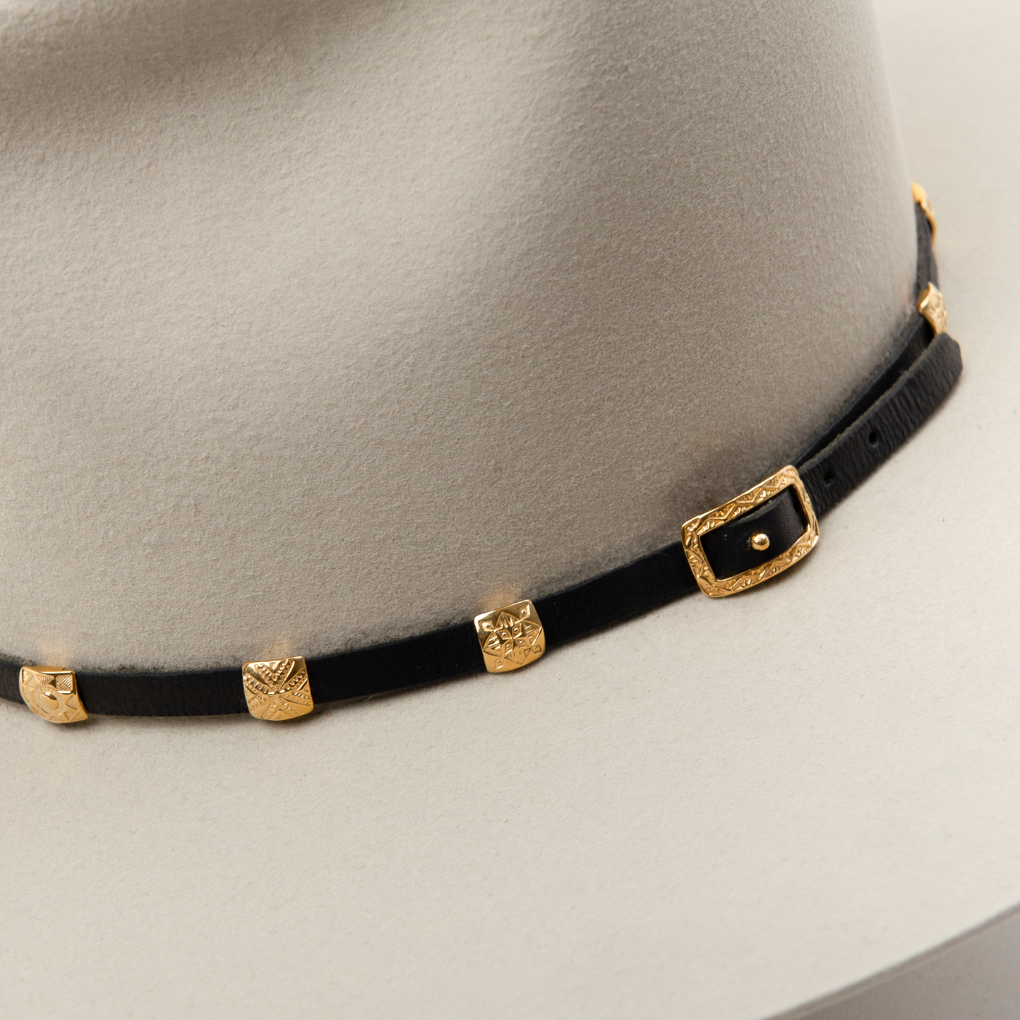 Gold Ancestral Path Hat Band - Black Leather