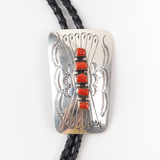 Five Coral Stone Bolo Tie