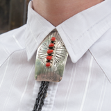 Five Coral Stone Bolo Tie