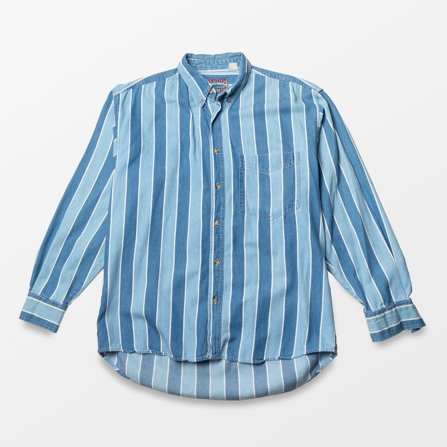 Denim Contrasting Stripe Button Down Shirt