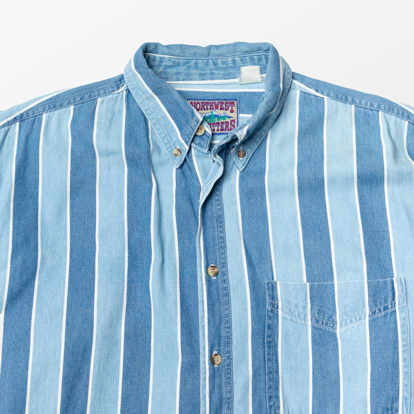 Denim Contrasting Stripe Button Down Shirt