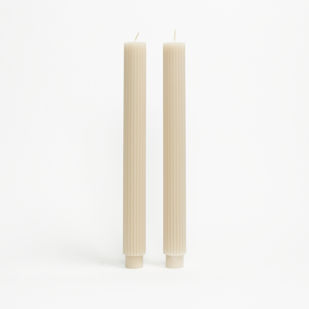 Fancy Taper 10" Candlesticks in Parchment
