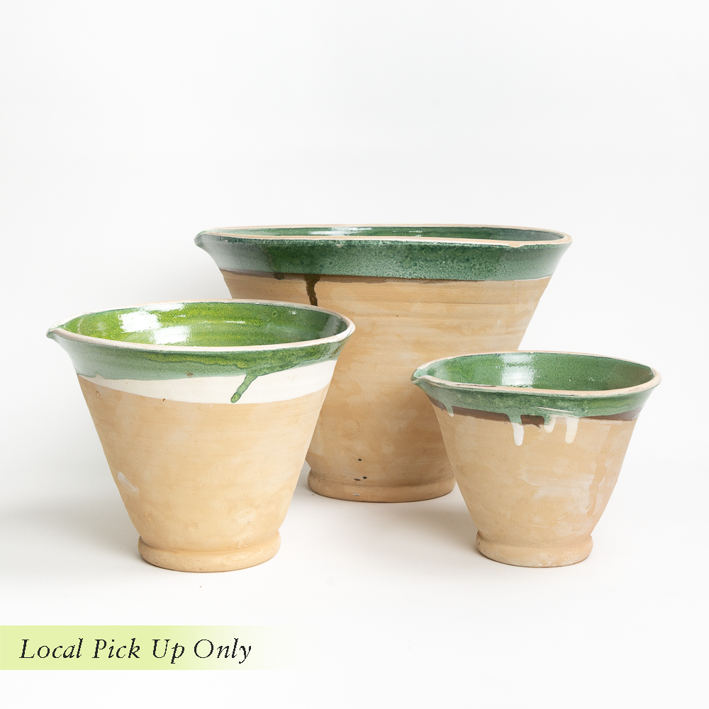 Green Glaze Clay Mixing Bowl
