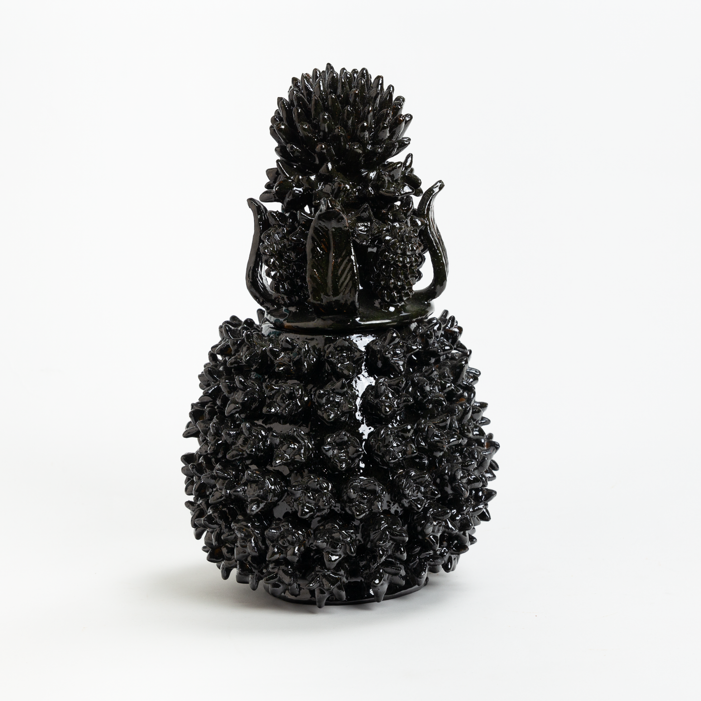 Black Glazed Pineapple Vessel - Piña Huevito