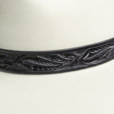 Carved Leather Hat Band - Black