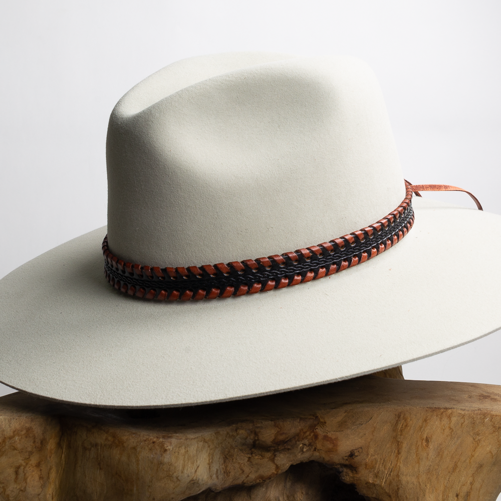 Whipstitch Leather Hat Band - Brown
